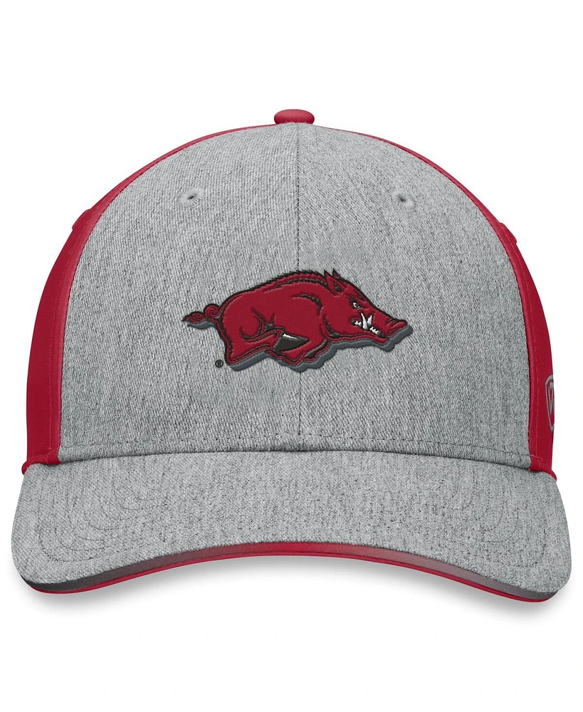 Top of the World Men's Heather Gray/Cardinal Arkansas Razorbacks Merge Flex Hat