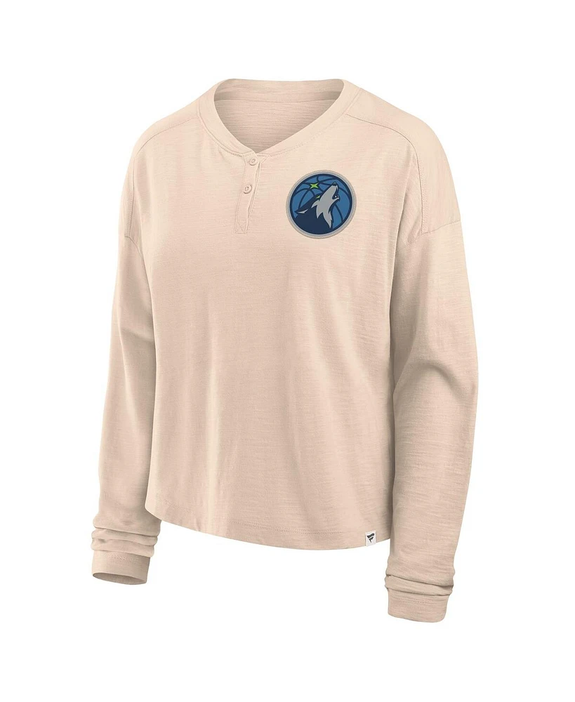 Fanatics Women's Natural Minnesota Timberwolves Boxed Out Drop Fashion Long Sleeve T-Shirt