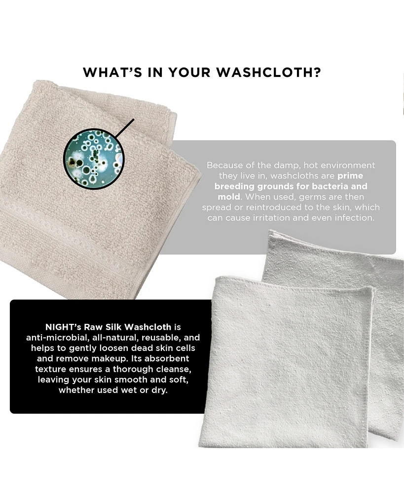 Night Raw Silk Skincare Washcloths - Multi-pack