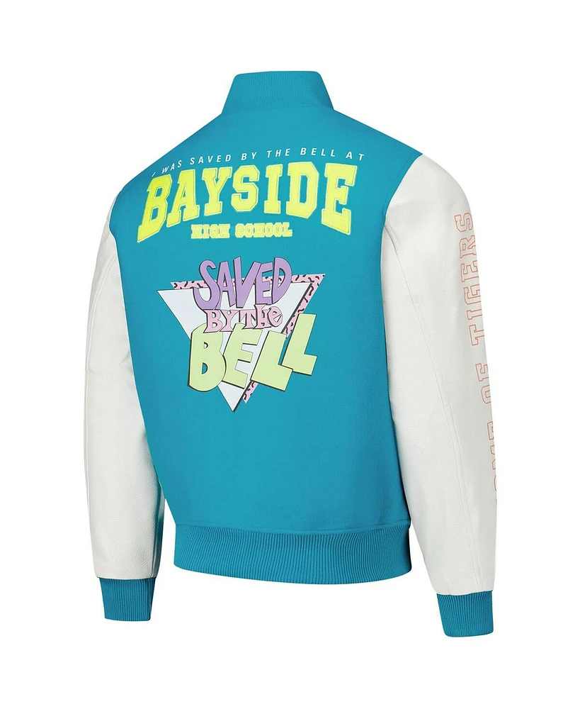 Freeze Max Men's Aqua Saved by the Bell Tigers Varsity Full-Snap Jacket