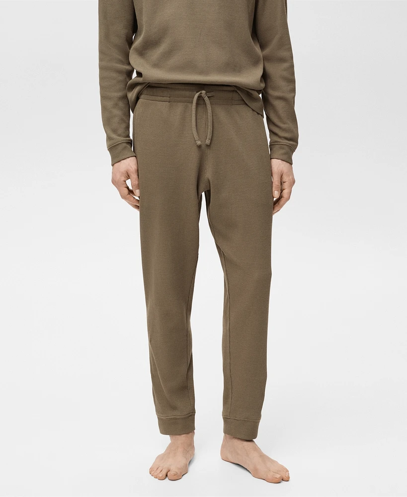 Mango Men's Cotton Check T-Shirt and Pant Pajama Set