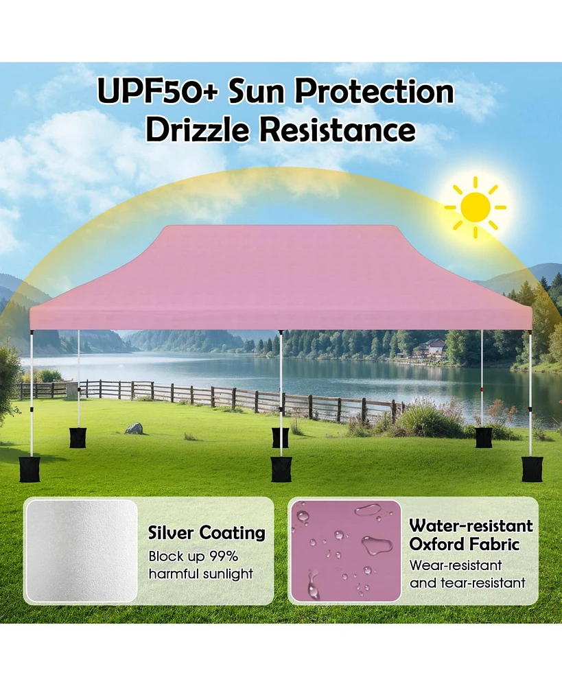 10 X 20 Ft Pop up Canopy Tent Foldable Portable Outdoor Gazebo with Carry Bag