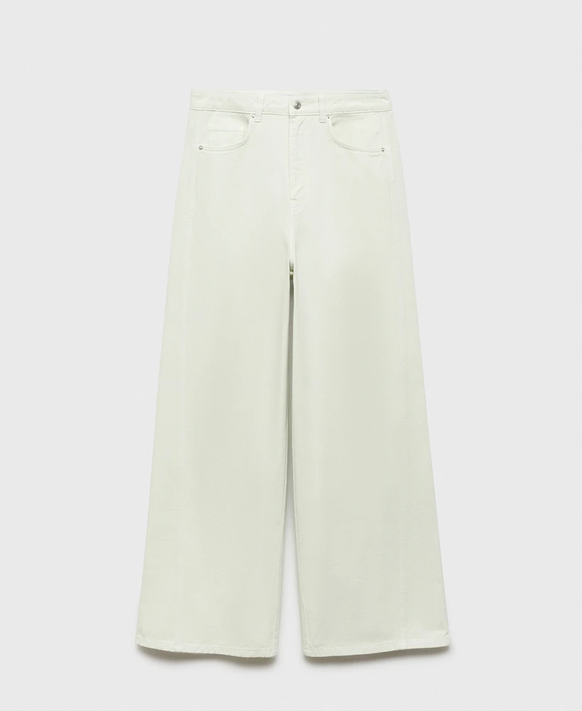 Mango Women's Wide Leg Mid-Rise Jeans