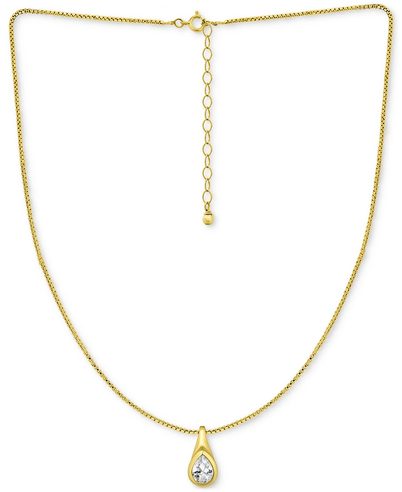 Giani Bernini Cubic Zirconia Pear-Shaped Pendant Necklace Sterling Silver, 16" + 2" extender, Exclusively at Macy's