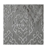 Mirage Knitted Jacquard Damask Total blackout curtains for bedroom, Silver grommet top fit up to 1.25 inches rod Single Curtain Panel for Living Room