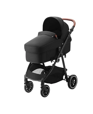 Slickblue Baby Stroller with Adjustable Backrest Footrest One-Click Fold Cup Holder and Carry Bag