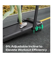 Urevo Smart Treadmill with 9% Auto Incline, Hiking and Running Walking Pad Treadmills for Home Office, Treadmill with Urevo App, Ai Powered Music Cour