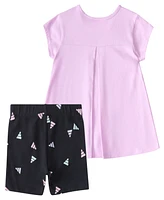 adidas Baby Girls 2-Piece Back Pleat T-Shirt and Bike Shorts Set