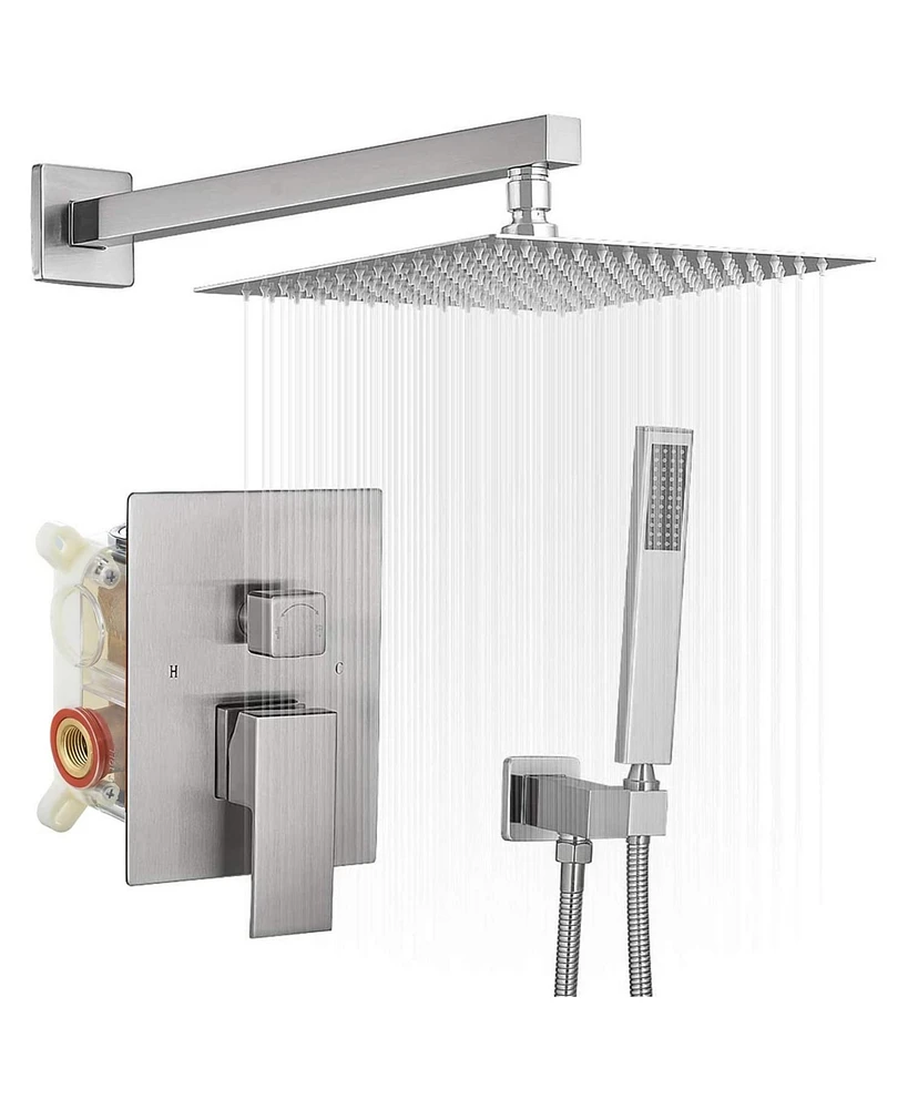 Greenspring -Spray Patterns With .5 Gpm in. Showerhead Wall Mounted Dual Shower Heads Valve Brushed Nickel