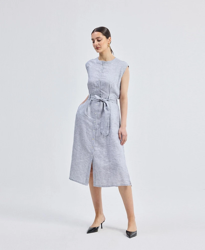 Reistor Women's Back Cut Out Linen Dress