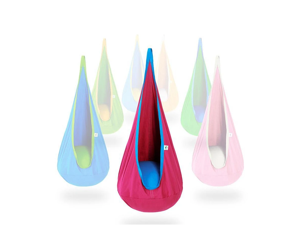Outree Cotton Kids Pod Swing Seat Blue Pink and Blue,Sensory for Indoor Outdoor