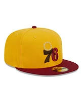 New Era Men's Yellow/Red Philadelphia 76ers Fall Leaves 2-Tone 59FIFTY Fitted Hat
