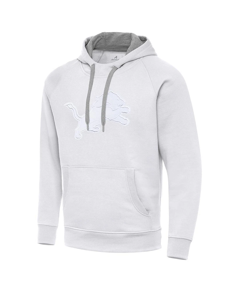 Antigua Men's White Detroit Lions Victory Pullover Hoodie
