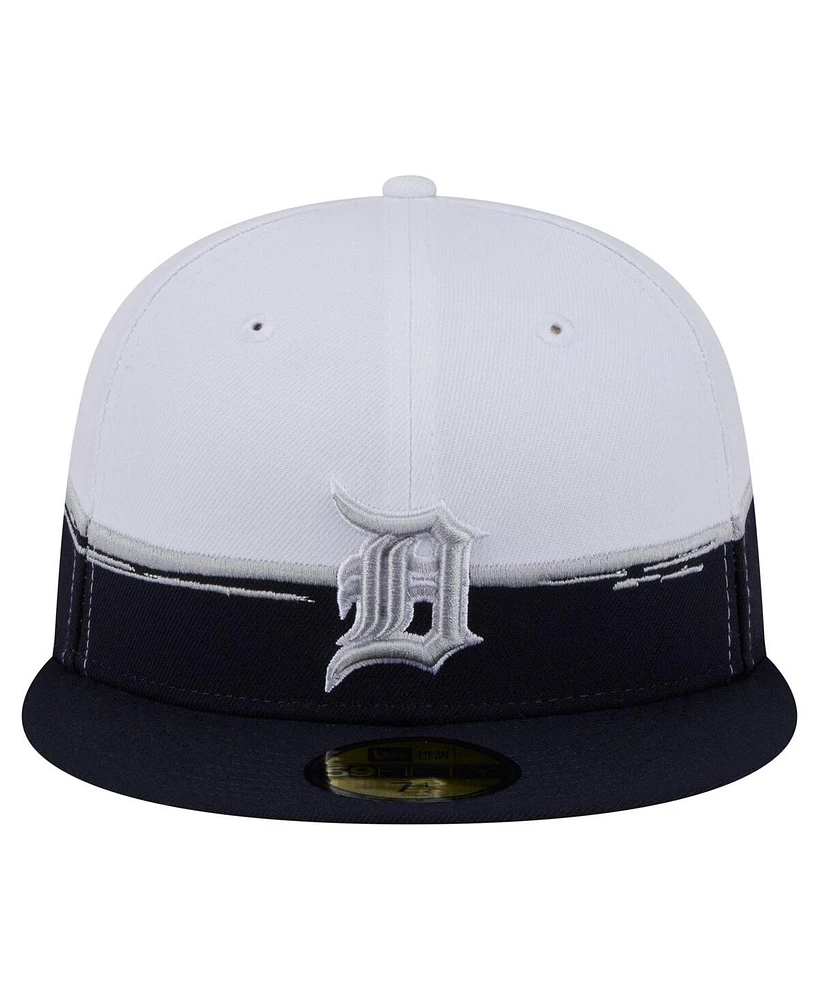 New Era Men's Navy/White Detroit Tigers Paint Stroke 59FIFTY Fitted Hat