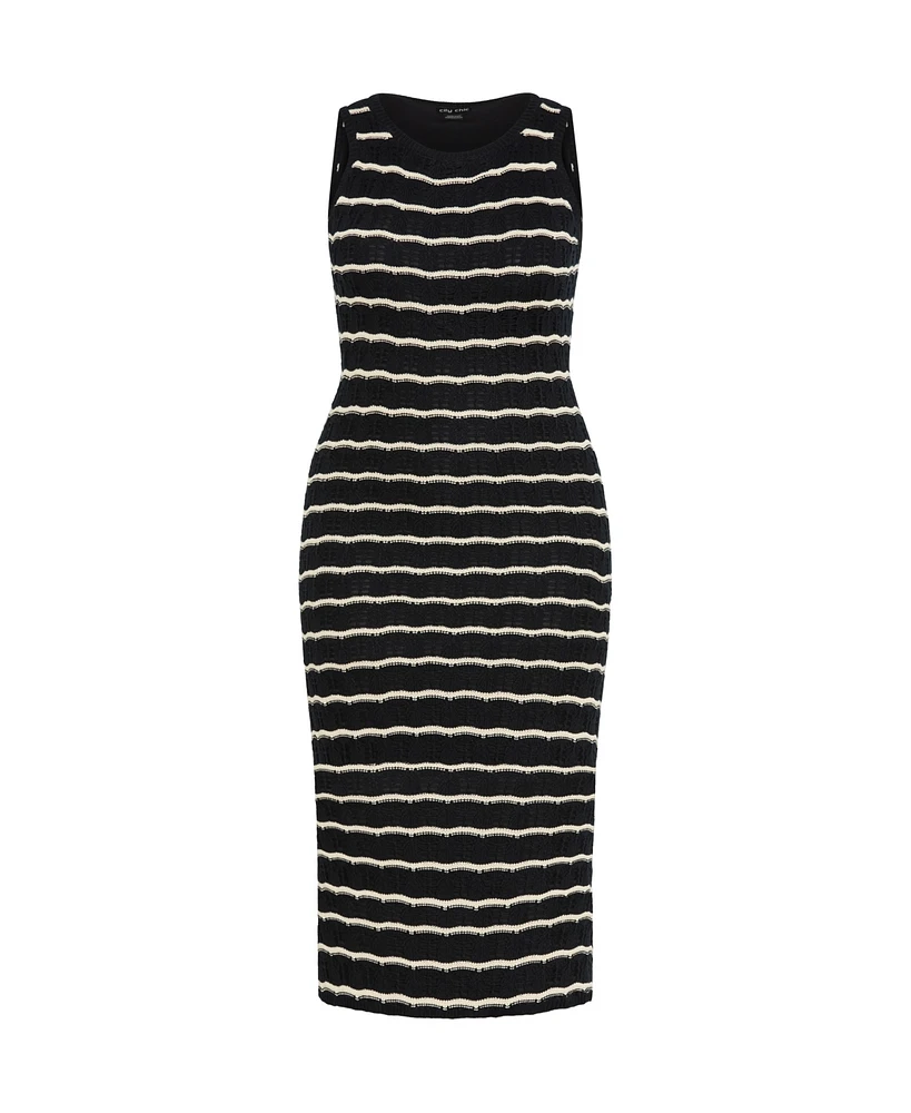 City Chic Women's Crochet Stripe Dress