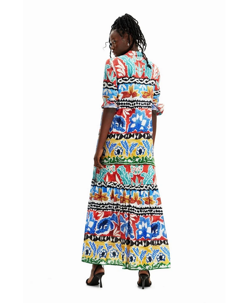 Desigual Women's Stella Jean long ethnic shirt dress