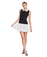 endless rose Women's Mixed Media Cotton Polo Mini Dress