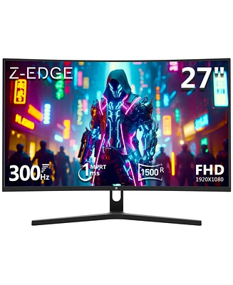 Z-edge 27 inch 1080P Full Hd 1920x1080 300Hz 1ms Curved Gaming Monitor, 16.7 Million Display Colors, FreeSync