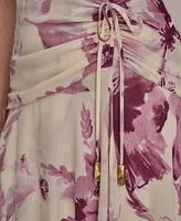 Donna Karan New York Women's Chiffon Floral Print Faux-wrap Midi Dress