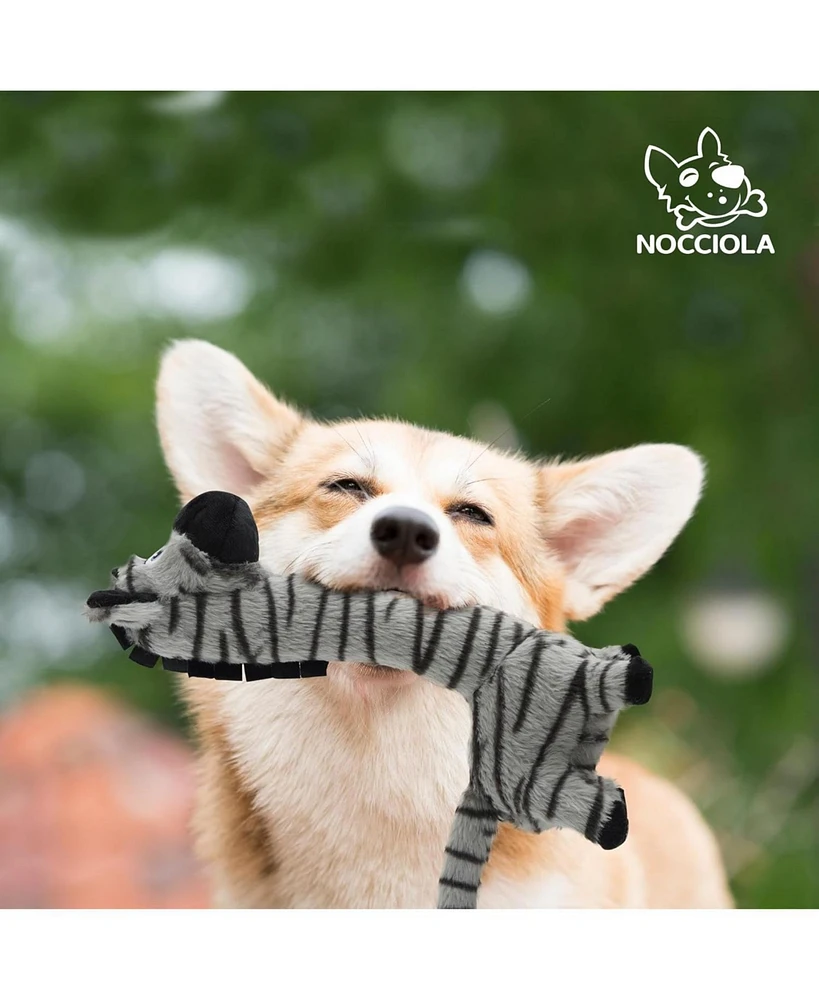 Nocciola Twistable Zebra Stuffedless Dog Toy, Plush Dog Chew Toy for Small Medium Breed, Crinkle Animal Dog Toy to Keep Them Busy