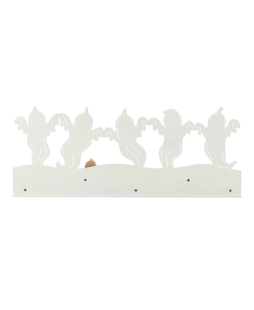 Glitzhome 7" Halloween Wooden Metal White Ghost Silhouette Countdown Table Sign
