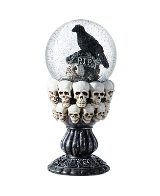 Glitzhome 7.25" Halloween Resin Stacked Skull Water Globe