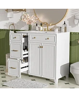 Casainc 36" Bathroom Vanity With Ceramic Sink, Double-Layer Drawers, Soft-Close Doors and Adjustable Shelves