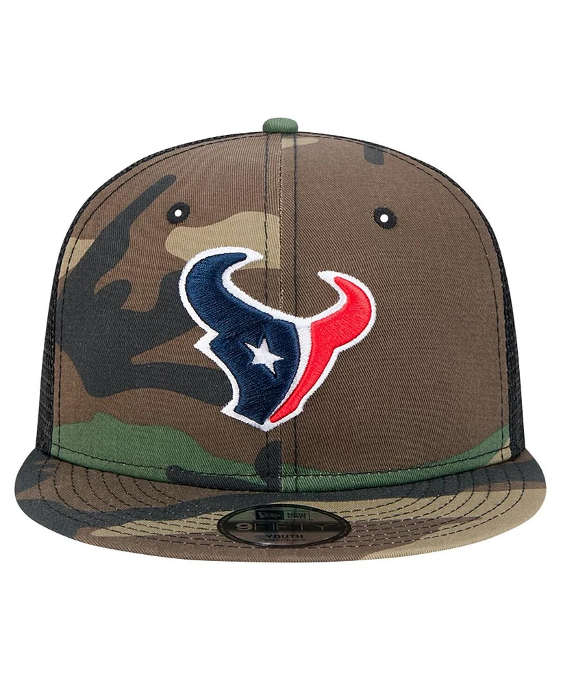 New Era Big Boys and Girls Camo Houston Texans Main Trucker 9FIFTY Snapback Hat