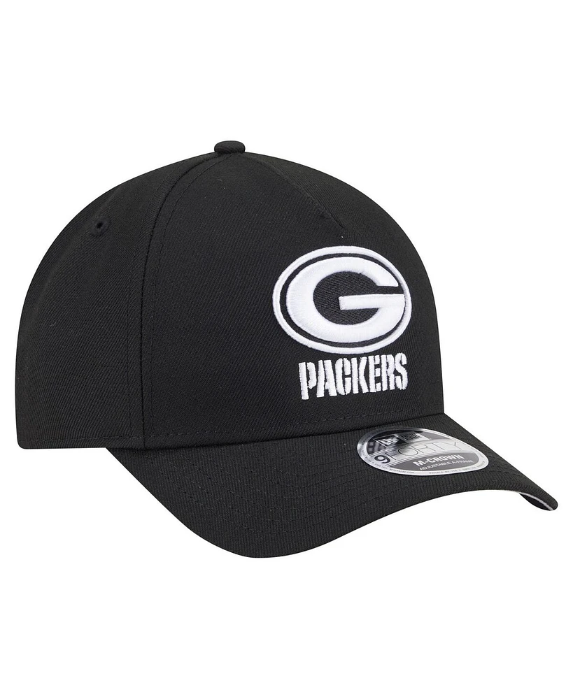 New Era Men's Black Green Bay Packers Team Collection 9FORTY M-Crown A-Frame Adjustable Hat