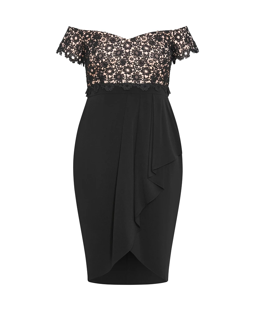 City Chic Women's Lace Glamour Midi Dress