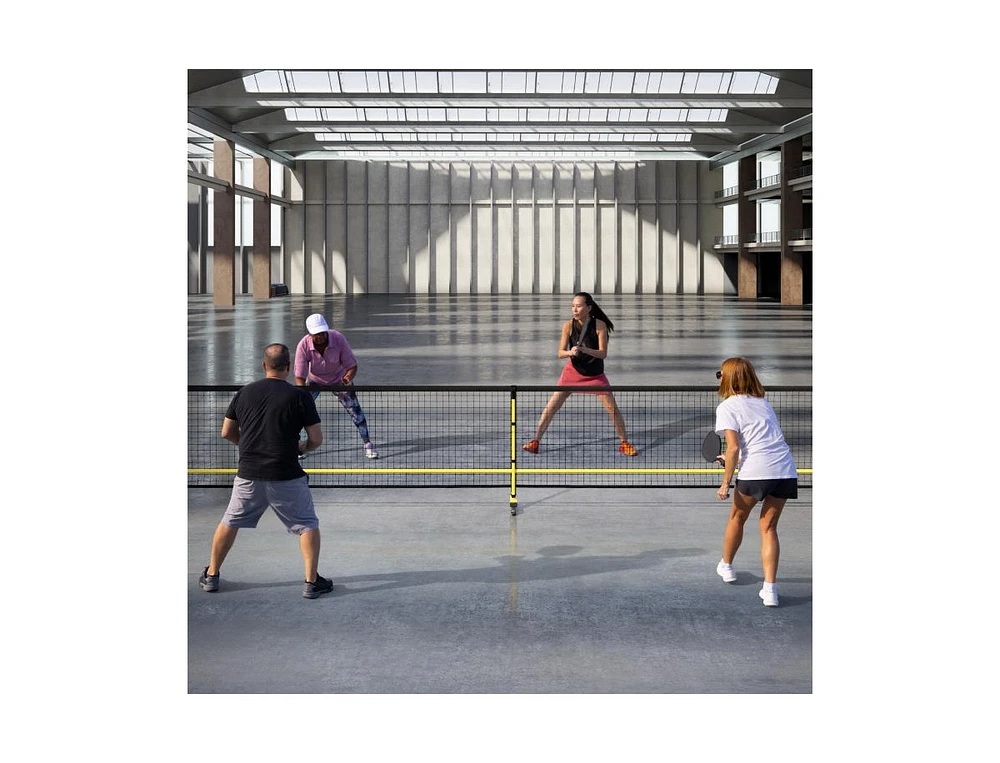 22 Ft Portable Pickleball Net with 6 Lockable Wheels and Carry Bag