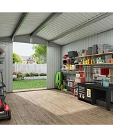 Mondawe 6FT x 8FT Metal Anti-Corrosion Outdoor Storage with Lockable Door & Shutter Vents