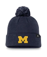 Jordan Men's Navy Michigan Wolverines Peak Cuffed with Pom Knit Hat