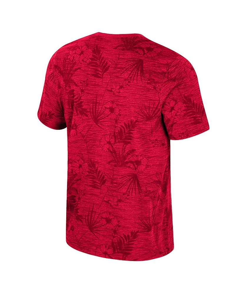 Colosseum Men's Red Nc State Wolfpack Floral Printed T-Shirt
