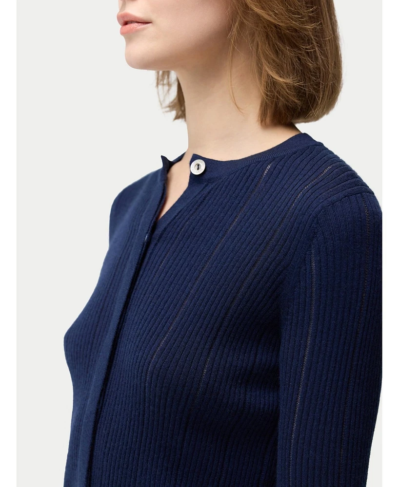 Gobi Cashmere Women's Hidden Button-Front Silk Cardigan