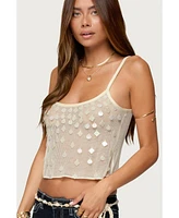 Edikted Women's Onya Iridescent Sheer Knit Top