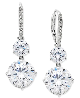 Eliot Danori Silver-Tone Crystal Double Drop Earrings, Created for Macy's