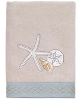 Avanti Seaglass Embroidered Seashell Cotton Hand Towel, 16" x 30"
