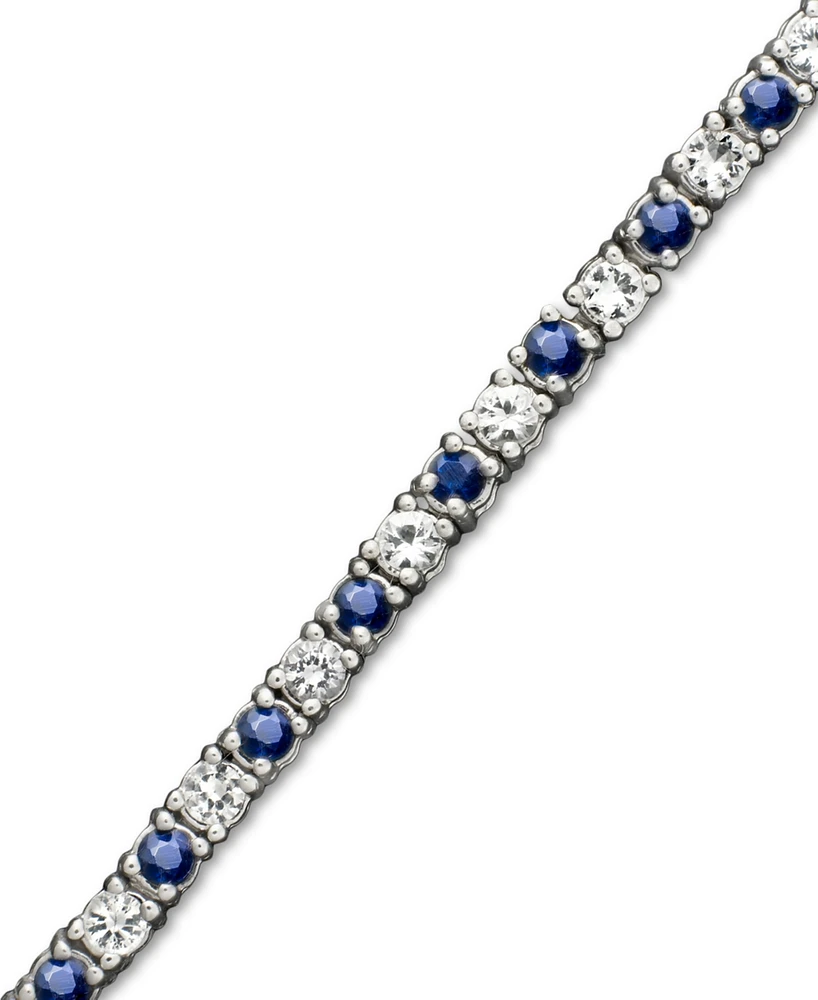 Sapphire (2-1/2 ct. t.w.) and White (2-3/4 Bracelet Sterling Silver (Also Available Emerald or Sapphire)