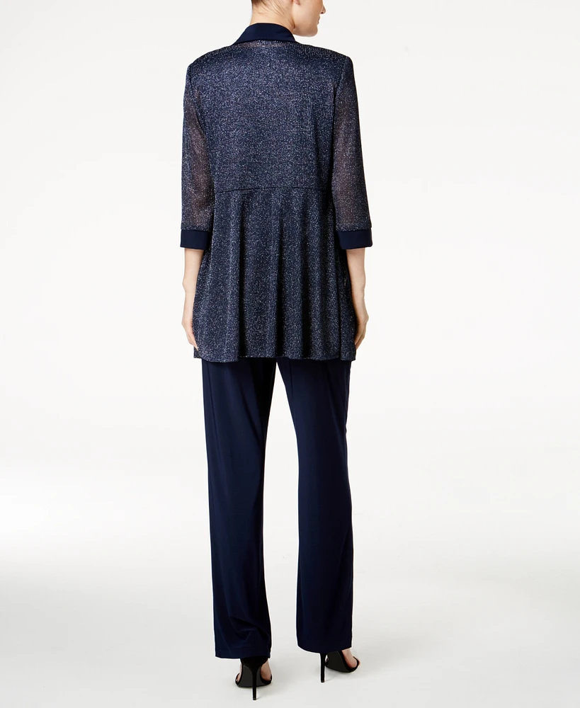 R & M Richards Metallic Pantsuit, Shell Necklace Set