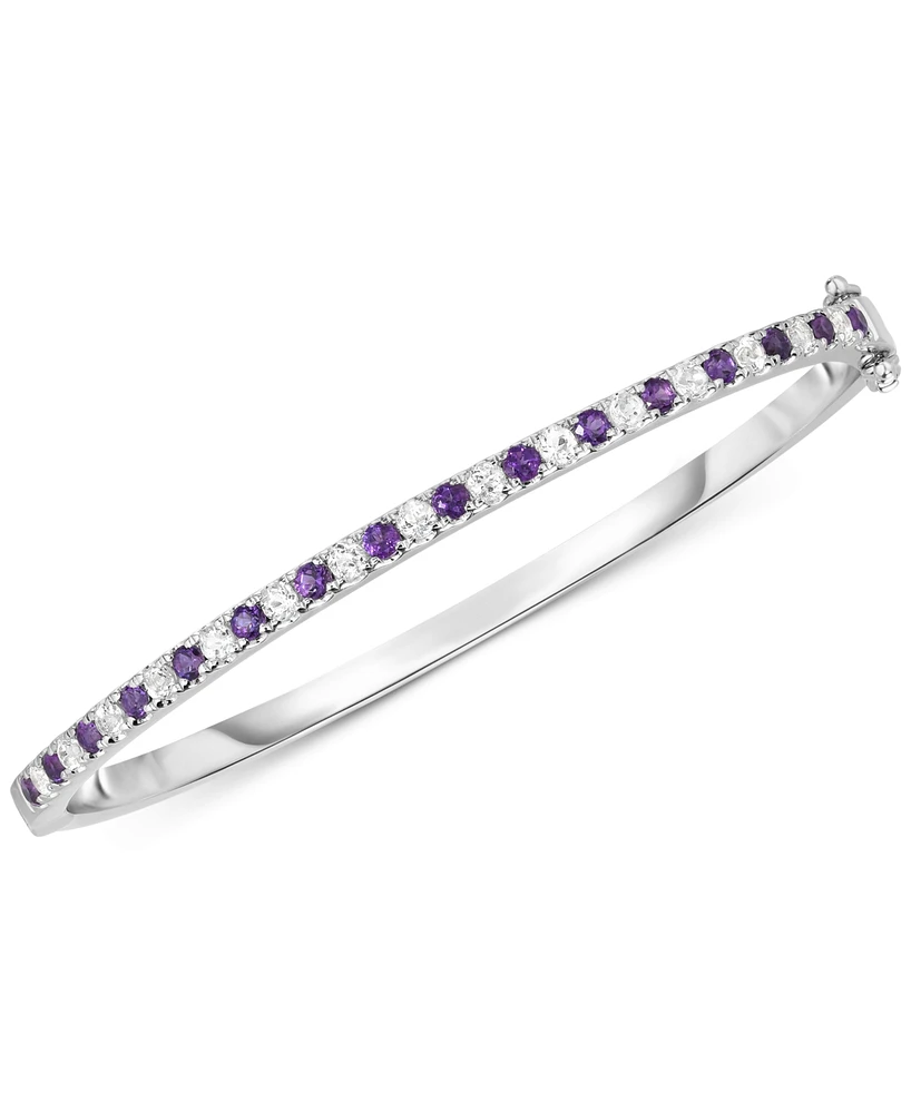 Amethyst (1 ct. t.w.) & White Topaz (1-3/8 ct. t.w.) Bangle Bracelet in Sterling Silver