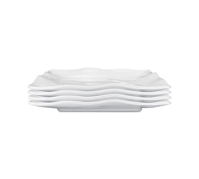 Q Squared Ruffle Melamine Square Dinner Plates, Set of 4