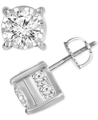 TruMiracle Diamond Side Accent Stud Earrings (1-1/2 ct. t.w.) in 14k White Gold