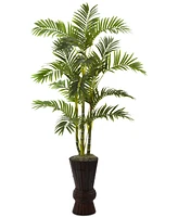 Nearly Natural 62" Areca Palm Tree with Decorative Planter