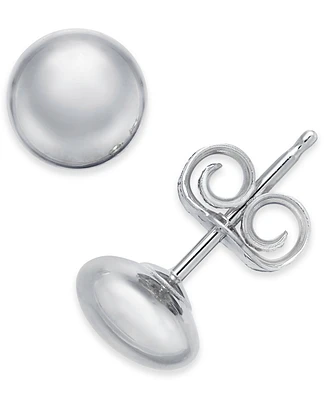 14k White Gold Earrings, Flat Ball Stud (5mm)