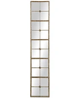 Distressed Rectangle Metal Framed Windowpane Wall Mirror, Gold-Tone