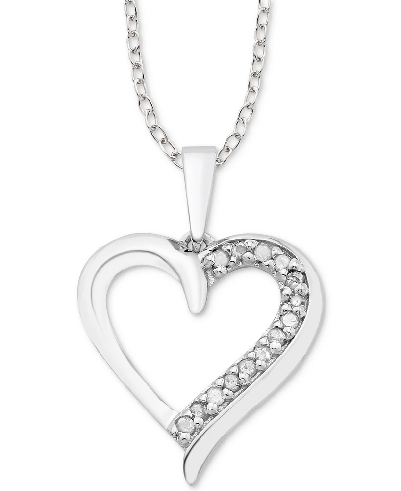 Diamond Heart 18" Pendant Necklace (1/10 ct. t.w.) in Sterling Silver
