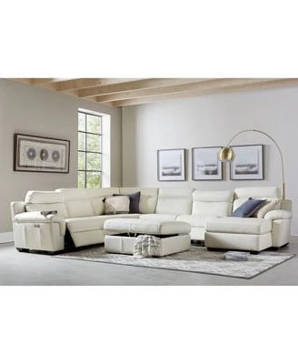 Closeout Julius Ii Leather Power Reclining Sectional Sofa Collection With Power Headrests Usb Power Outlet Created For Macys