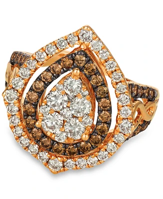 Le Vian Chocolate & Nude Diamond Cluster Halo Ring (1-9/10 ct. t.w.) in 14k Rose