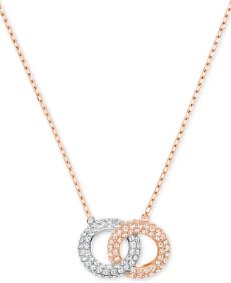 Swarovski Two-Tone Crystal Linked Circle 17-3/4" Pendant Necklace